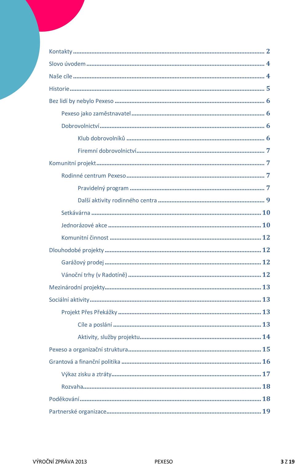 .. 12 Dlouhodobé projekty... 12 Garážový prodej... 12 Vánoční trhy (v Radotíně)... 12 Mezinárodní projekty... 13 Sociální aktivity... 13 Projekt Přes Překážky... 13 Cíle a poslání.