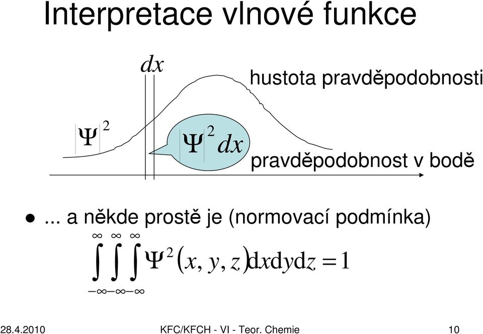 bodě... a někde prostě je (normovací podmínka) Ψ