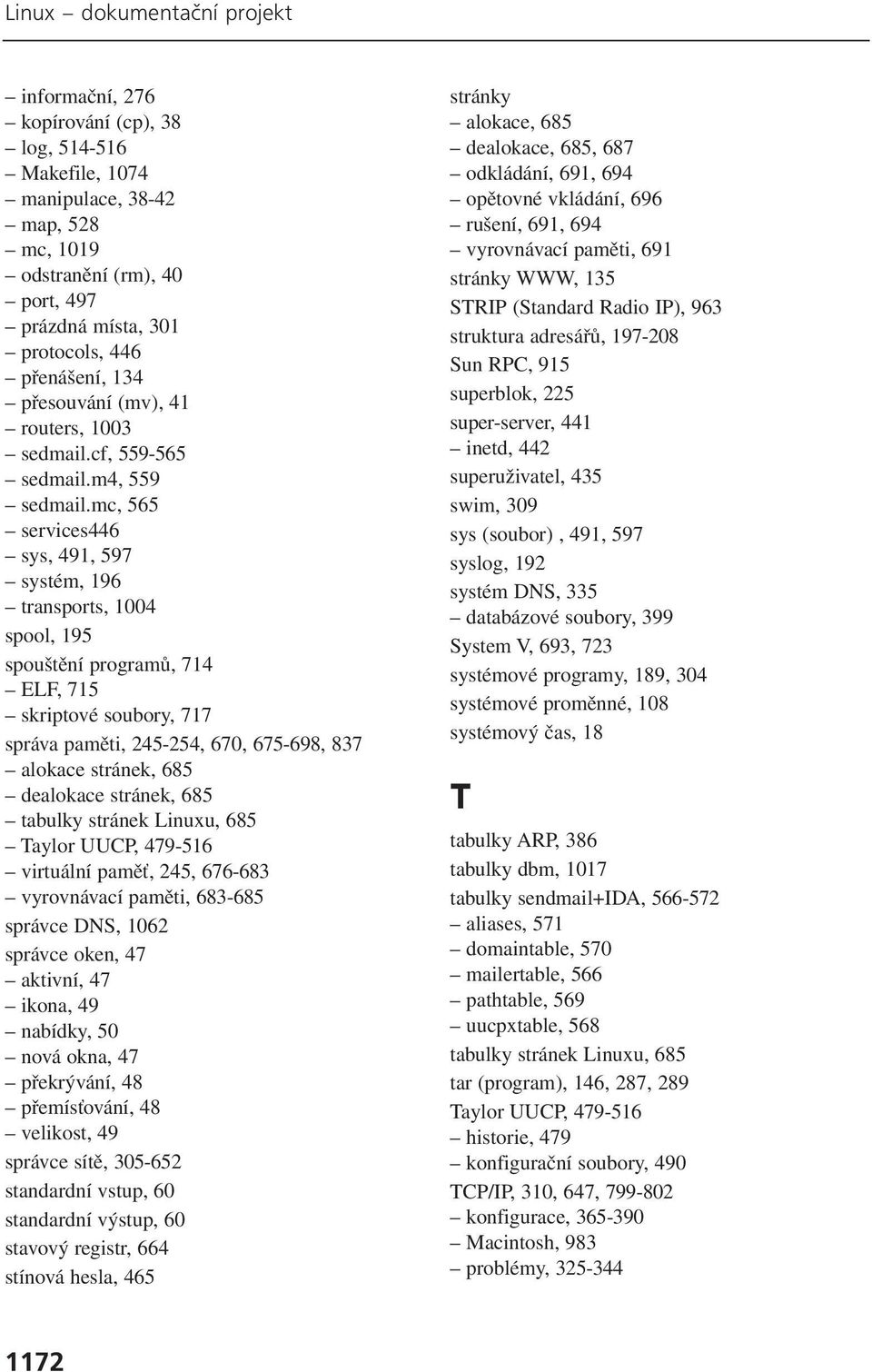 mc, 565 services446 sys, 491, 597 systém, 196 transports, 1004 spool, 195 spouštění programů, 714 ELF, 715 skriptové soubory, 717 správa paměti, 245-254, 670, 675-698, 837 alokace stránek, 685