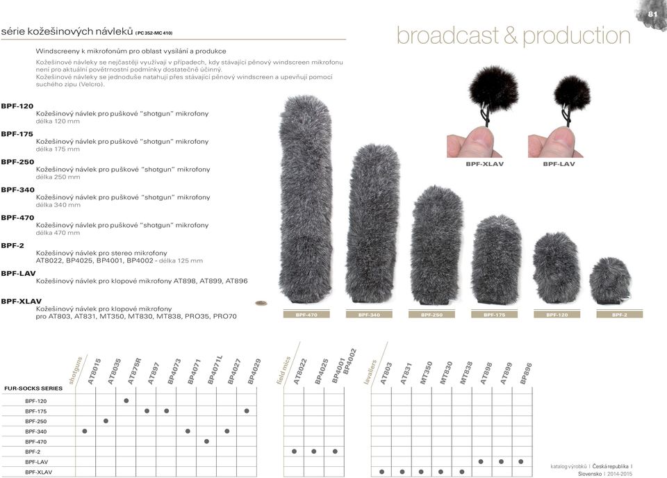 81 BPF-120 BPF-175 Kožešinový návlek pro puškové shotgun mikrofony délka 120 mm Kožešinový návlek pro puškové shotgun mikrofony délka 175 mm BPF-250 Kožešinový návlek pro puškové shotgun mikrofony