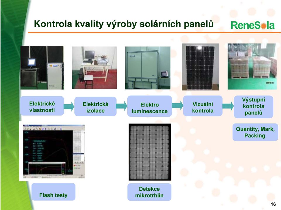 luminescence Vizuální kontrola Výstupní kontrola