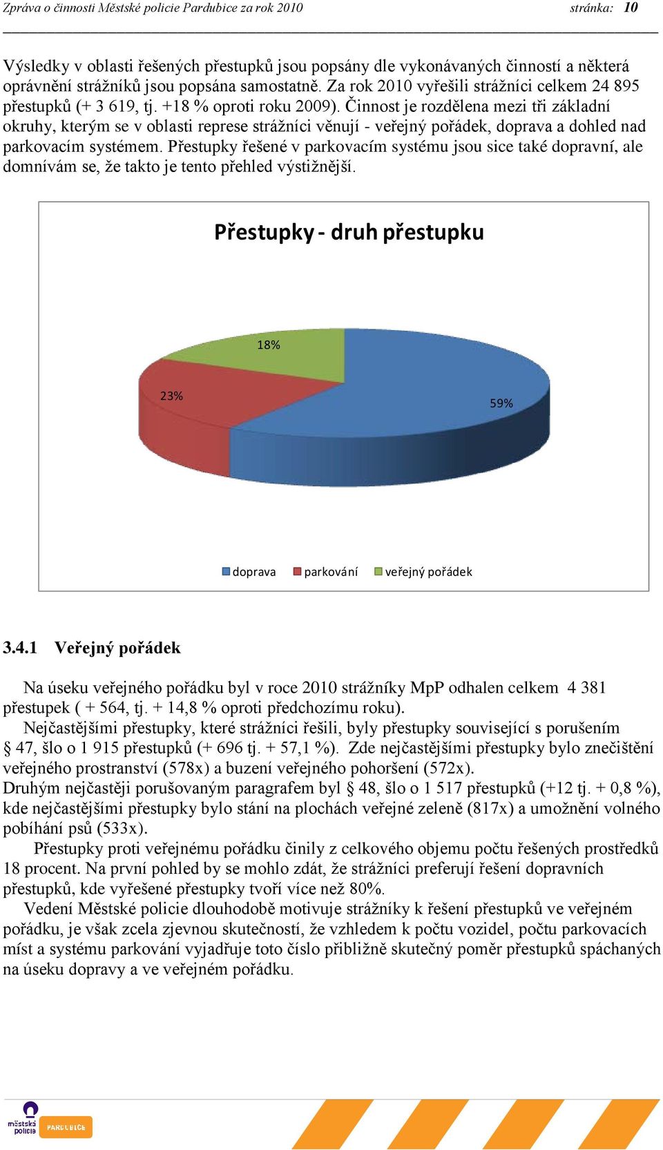 Činnost je rozdělena mezi tři základní okruhy, kterým se v oblasti represe strážníci věnují - veřejný pořádek, doprava a dohled nad parkovacím systémem.