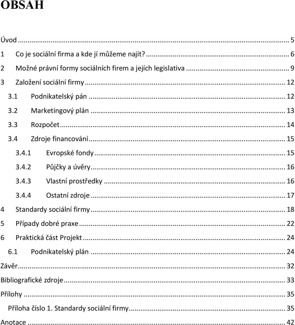 .. 15 3.4.2 Půjčky a úvěry... 16 3.4.3 Vlastní prostředky... 16 3.4.4 Ostatní zdroje... 17 4 Standardy sociální firmy... 18 5 Případy dobré praxe.