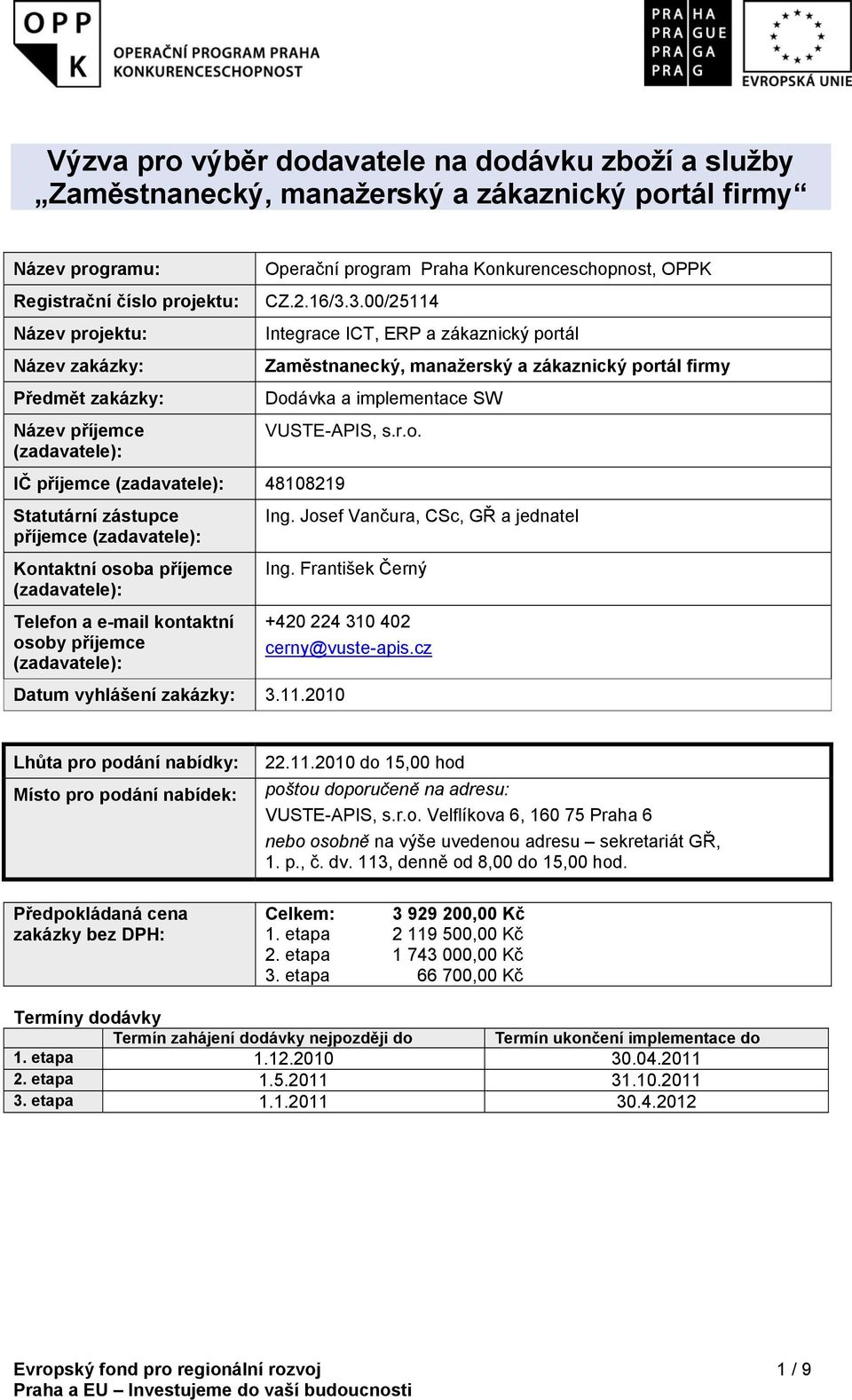 3.00/25114 Integrace ICT, ERP a zákaznický por