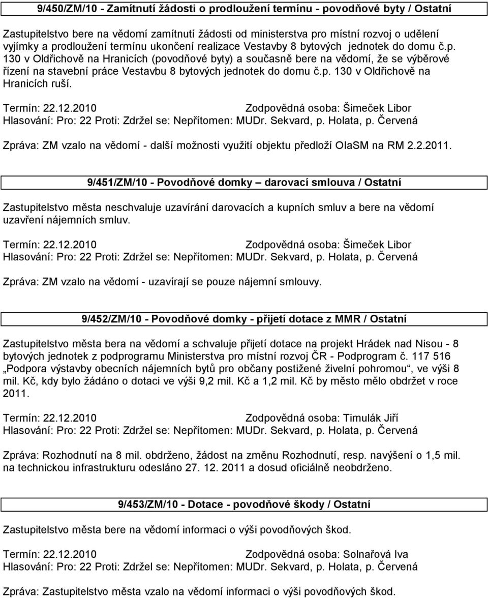 130 v Oldřichově na Hranicích (povodňové byty) a současně bere na vědomí, že se výběrové řízení na stavební práce Vestavbu 8 bytových jednotek do domu č.p. 130 v Oldřichově na Hranicích ruší.