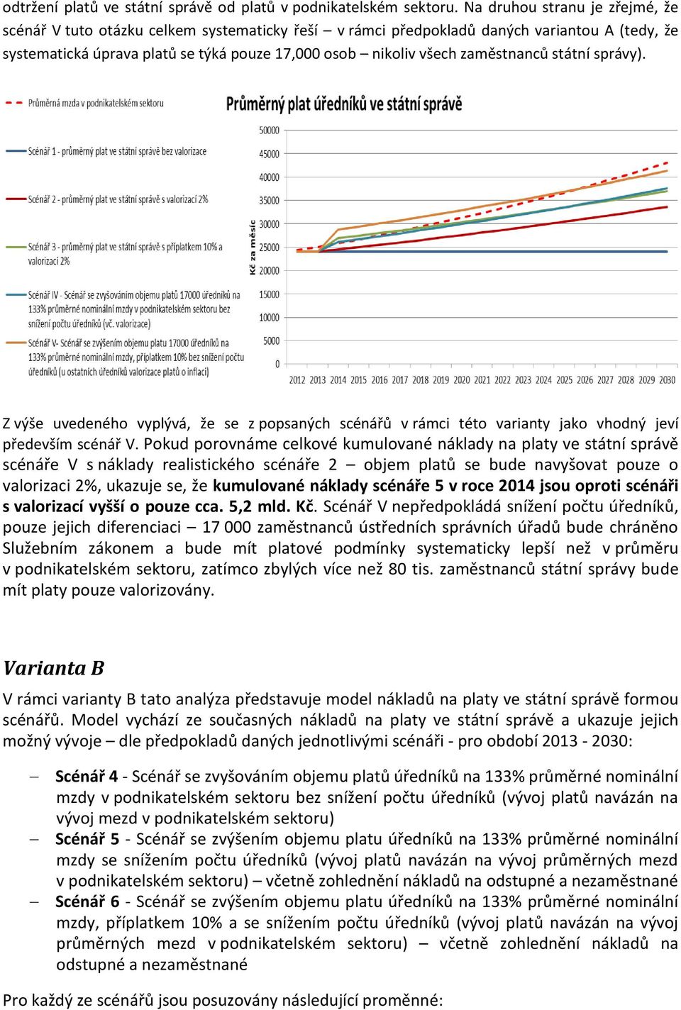 zaměstnanců státní správy). Z výše uvedeného vyplývá, že se z popsaných scénářů v rámci této varianty jako vhodný jeví především scénář V.