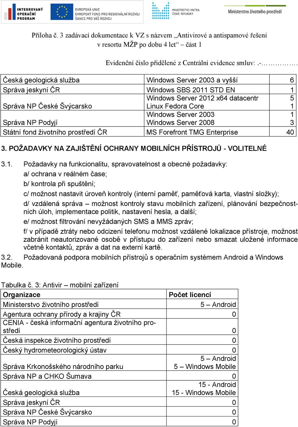 3 Státní fond životního prostředí ČR MS Forefront TMG Enterprise 40 3. POŽADAVKY NA ZAJIŠTĚNÍ OCHRANY MOBILNÍCH PŘÍSTROJŮ - VOLITELNÉ 3.1.