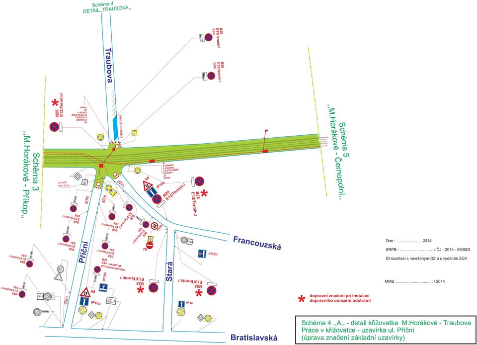 Stará IP 4b IP10b Francouzská dopravní znaèení po instalaci dopravního omezení odstranit Bratislavská