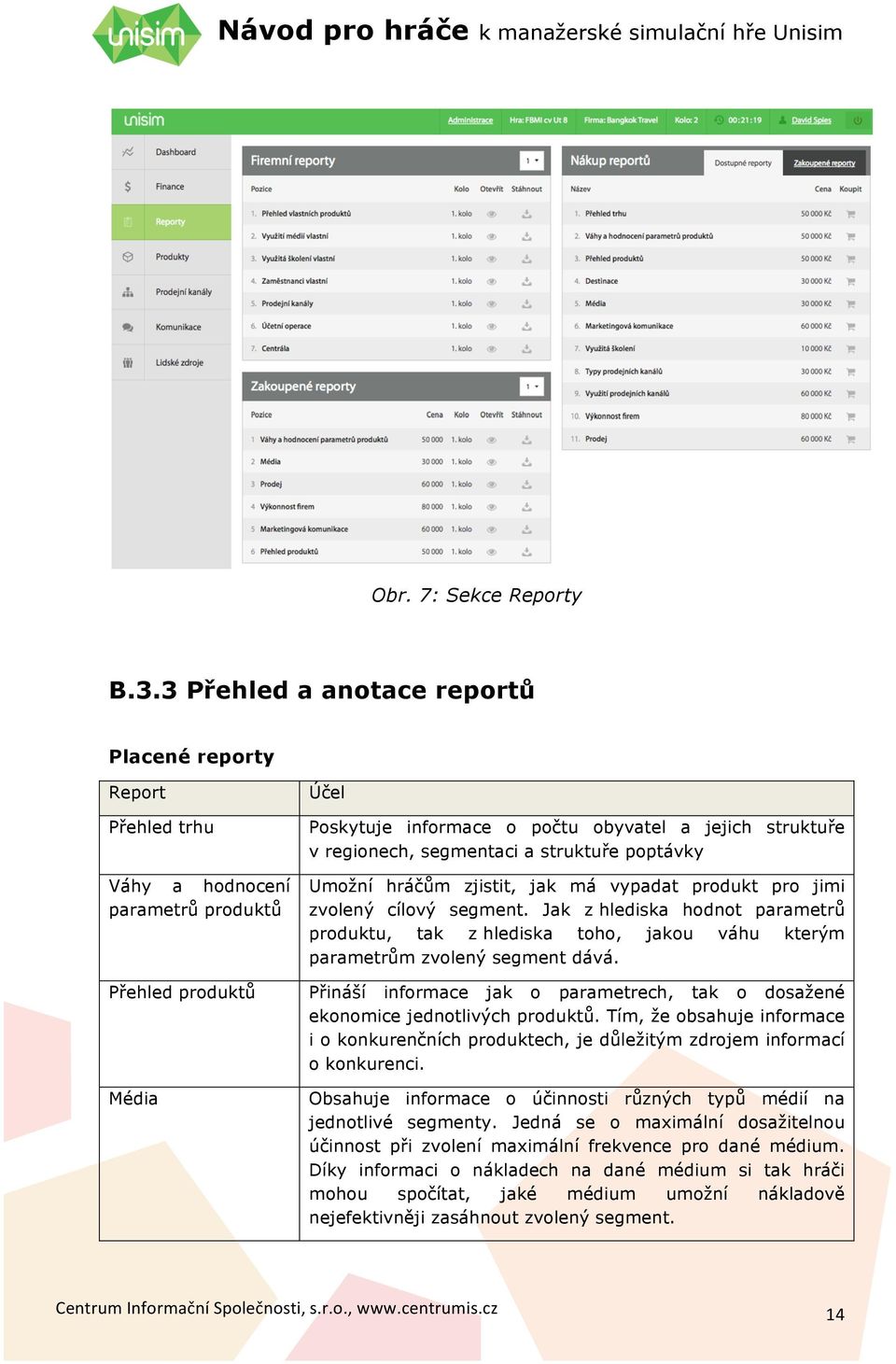 segmentaci a struktuře poptávky Umožní hráčům zjistit, jak má vypadat produkt pro jimi zvolený cílový segment.