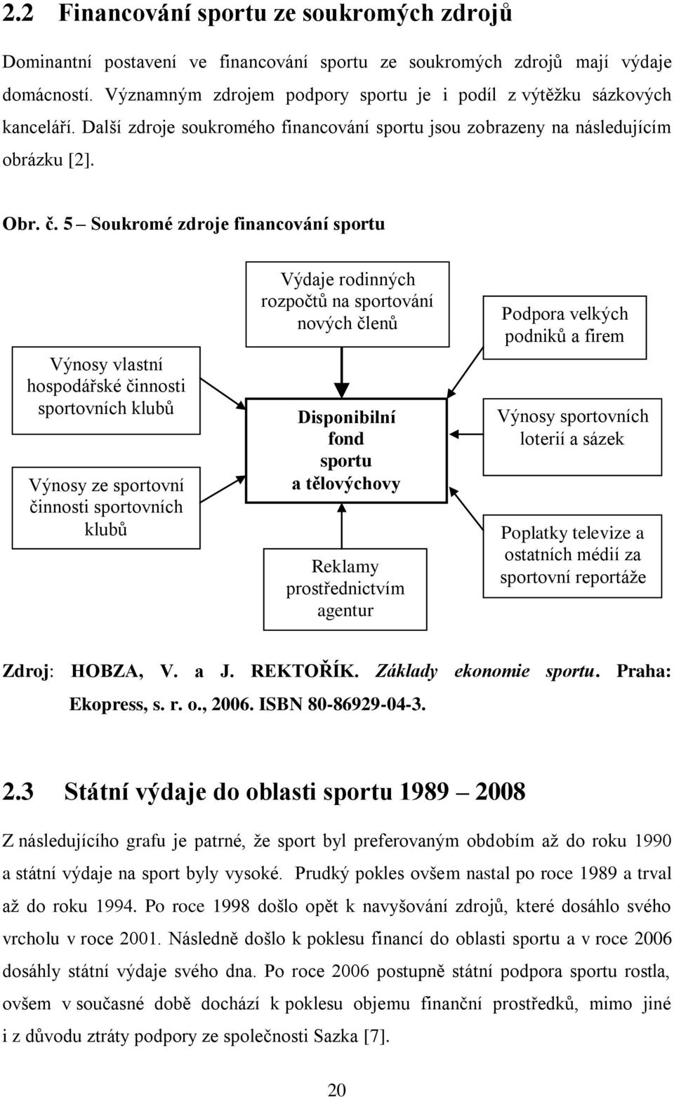 5 Soukromé zdroje financování sportu Výnosy vlastní hospodářské činnosti sportovních klubů Výnosy ze sportovní činnosti sportovních klubů Výdaje rodinných rozpočtů na sportování nových členů