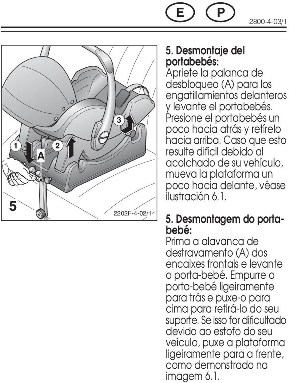 Caso que esto resulte difícil debido al acolchado de su vehículo, mueva la plataforma un poco hacia delante, véase ilustración 6.1. 5.