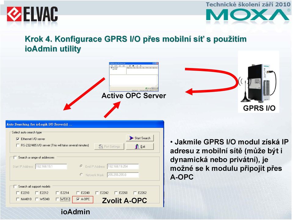 utility Active OPC Server GPRS I/O Jakmile GPRS I/O modul získá