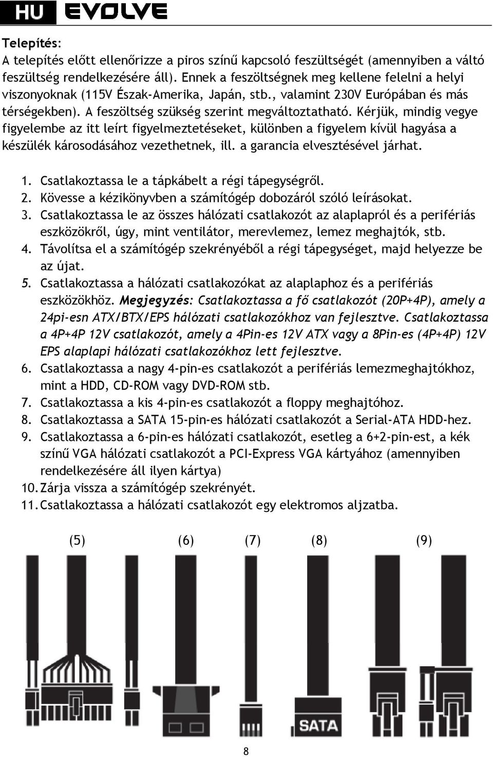 Kérjük, mindig vegye figyelembe az itt leírt figyelmeztetéseket, különben a figyelem kívül hagyása a készülék károsodásához vezethetnek, ill. a garancia elvesztésével járhat. 1.