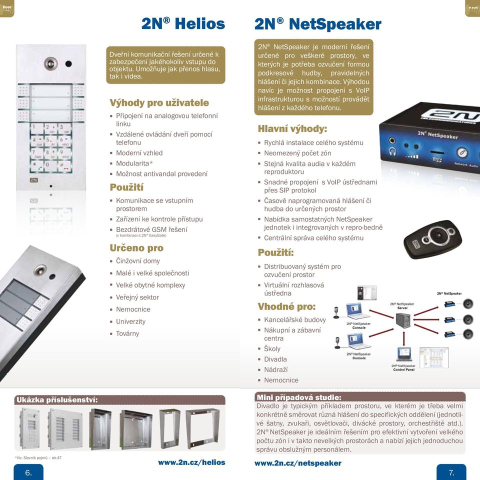 Bezdrátové GSM řešení (v kombinaci s 2N EasyGate) Určeno pro Činžovní domy Malé i velké společnosti Velké obytné komplexy Veřejný sektor Nemocnice Univerzity Továrny 2N NetSpeaker je moderní řešení