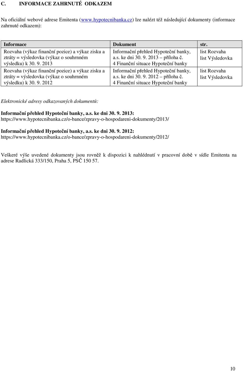 4 Finanční situace Hypoteční banky list Rozvaha list Výsledovka Rozvaha (výkaz finanční pozice) a výkaz zisku a ztráty = výsledovka (výkaz o souhrnném výsledku) k 30. 9.