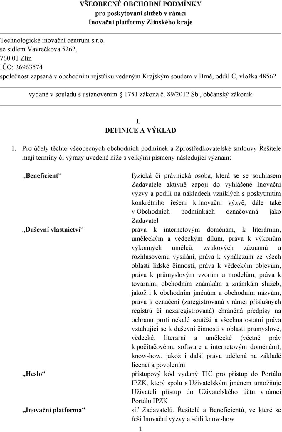 89/2012 Sb., občanský zákoník I. DEFINICE A VÝKLAD 1.