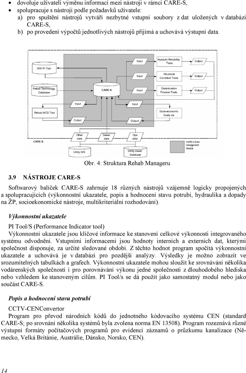 9 NÁSTROJE CARE-S Softwarový balíček CARE-S zahrnuje 18 různých nástrojů vzájemně logicky propojených a spolupracujících (výkonnostní ukazatele, popis a hodnocení stavu potrubí, hydraulika a dopady