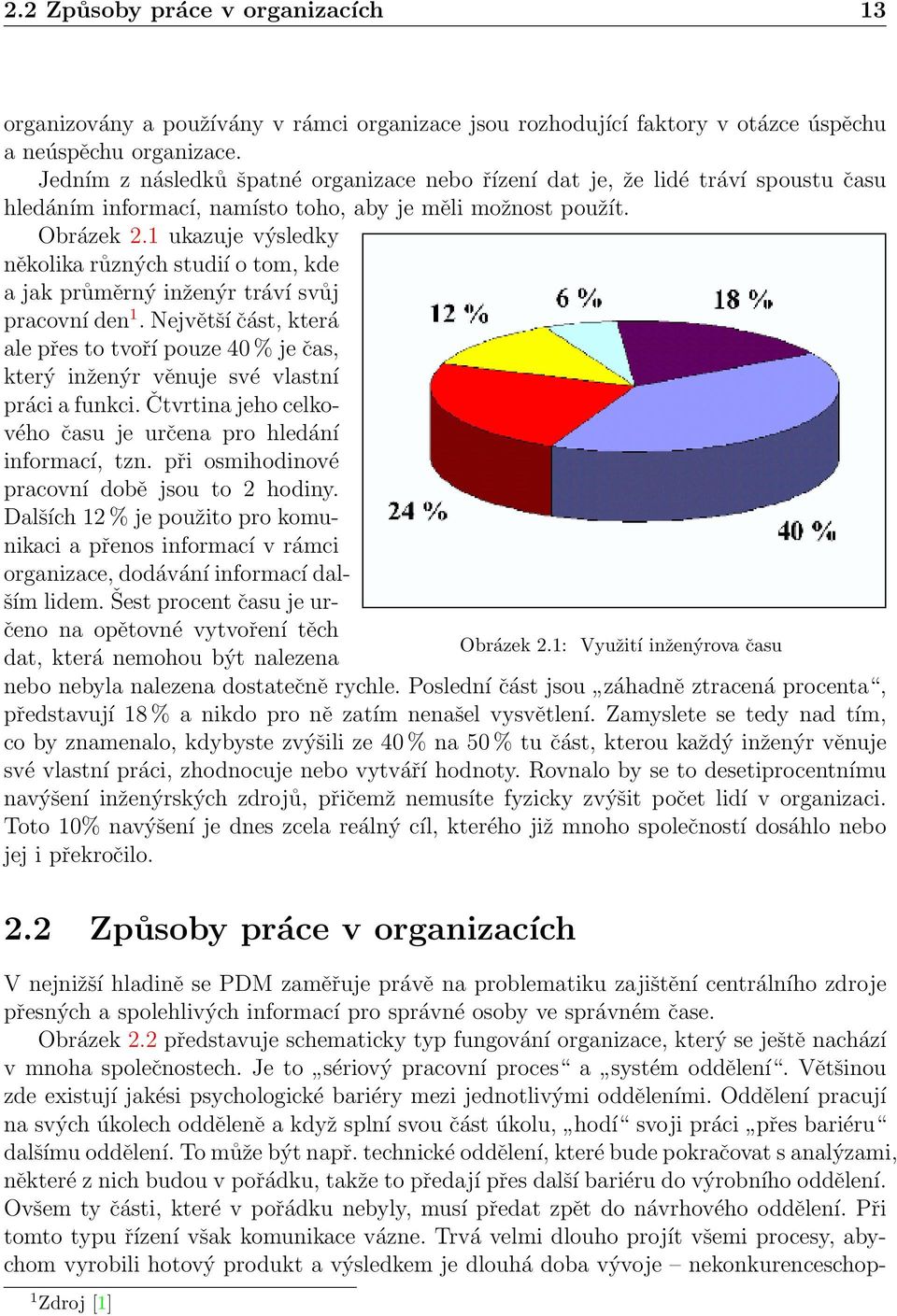 1 ukazuje výsledky několika různých studií o tom, kde a jak průměrný inženýr tráví svůj pracovní den 1.