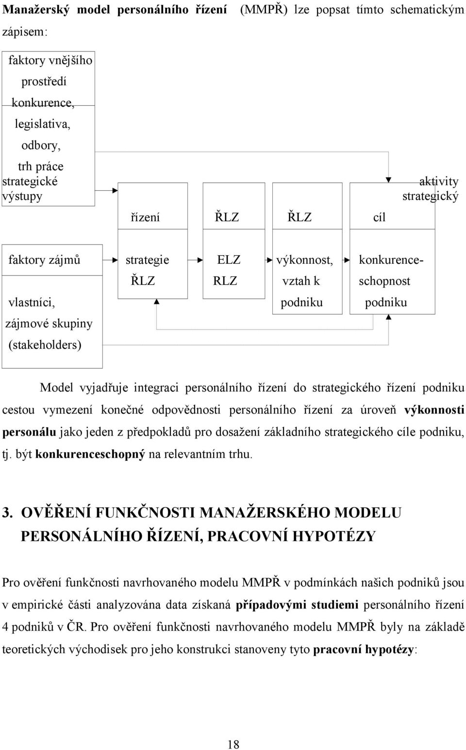 do strategického řízení podniku cestou vymezení konečné odpovědnosti personálního řízení za úroveň výkonnosti personálu jako jeden z předpokladů pro dosažení základního strategického cíle podniku, tj.