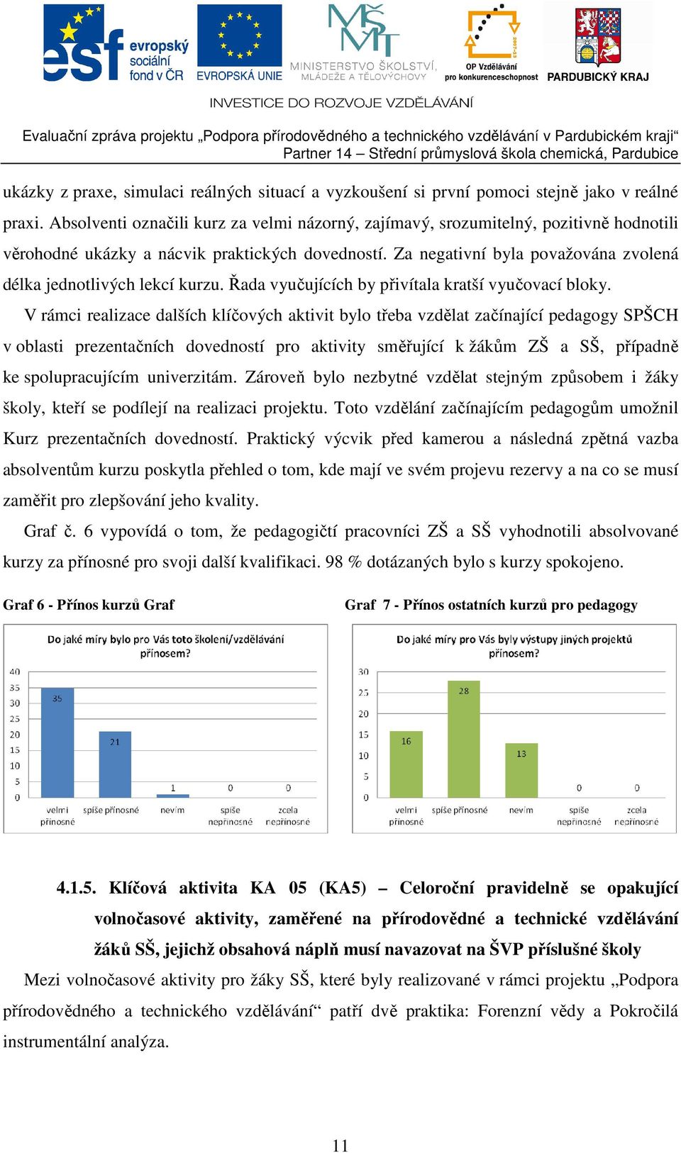 Za negativní byla považována zvolená délka jednotlivých lekcí kurzu. Řada vyučujících by přivítala kratší vyučovací bloky.