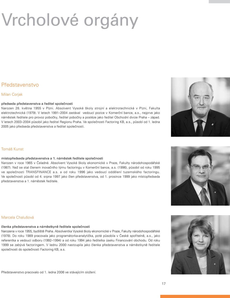 V letech 2003 2004 působil jako ředitel Regionu Praha. Ve společnosti Factoring KB, a.s., působí od 1. ledna 2005 jako předseda představenstva a ředitel společnosti.