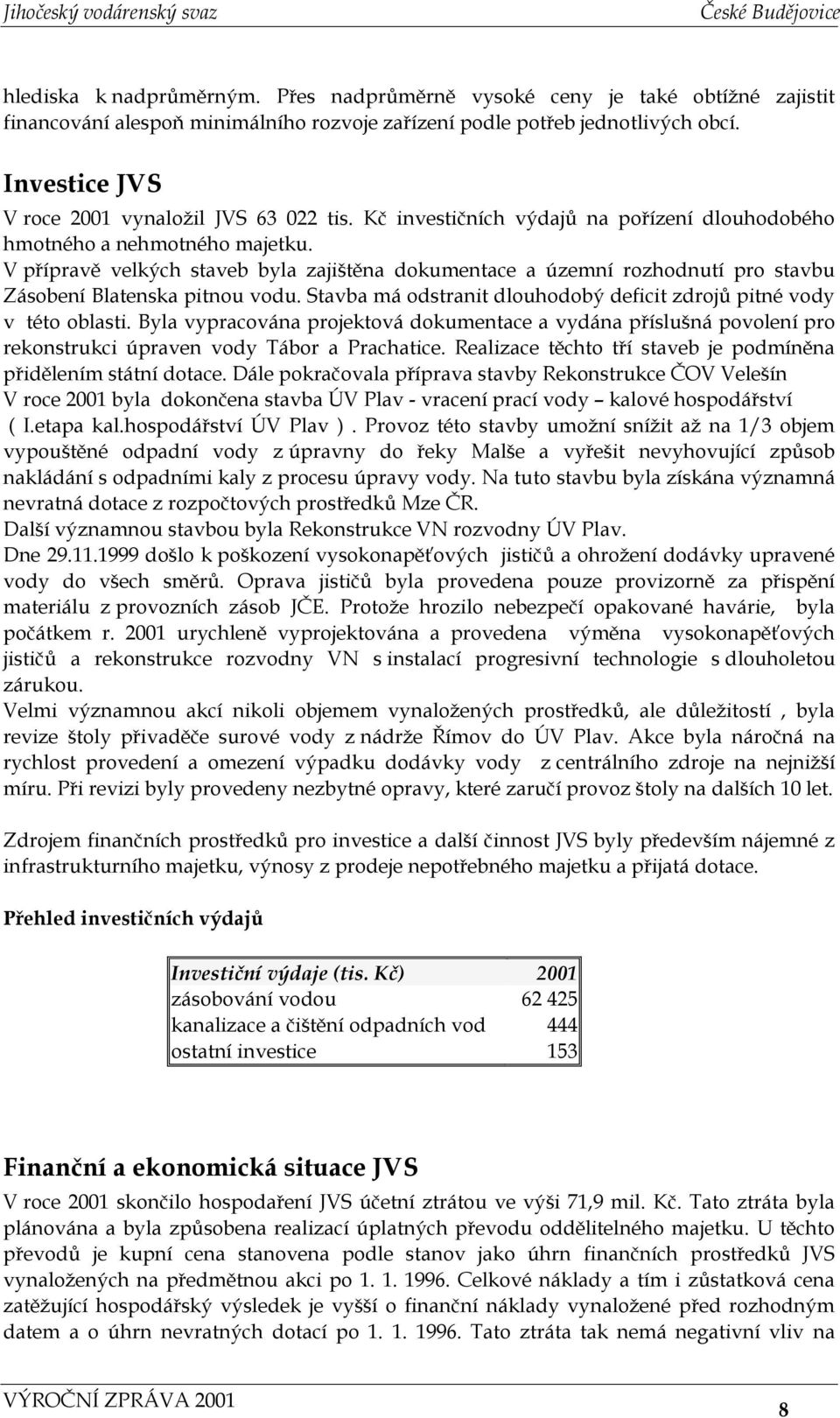 V přípravě velkých staveb byla zajištěna dokumentace a územní rozhodnutí pro stavbu Zásobení Blatenska pitnou vodu. Stavba má odstranit dlouhodobý deficit zdrojů pitné vody v této oblasti.