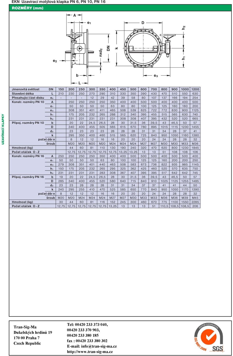 rozměry PN 10 A 250 250 250 250 350 400 400 500 500 400 400 400 500 e1 50 50 50 50 63 80 80 100 125 125 160 160 200 e3 308 351 401 411 465 508 539 625 722 772 830 900 1125 h1 175 205 232 265 288 312