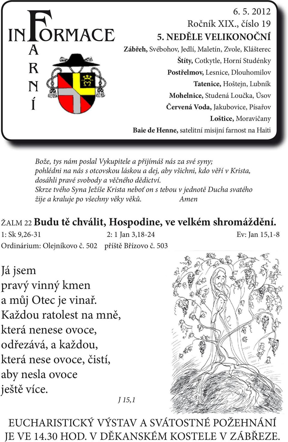 Červená Voda, Jakubovice, Písařov Loštice, Moravičany Baie de Henne, satelitní misijní farnost na Haiti Bože, tys nám poslal Vykupitele a přijímáš nás za své syny; pohlédni na nás s otcovskou láskou