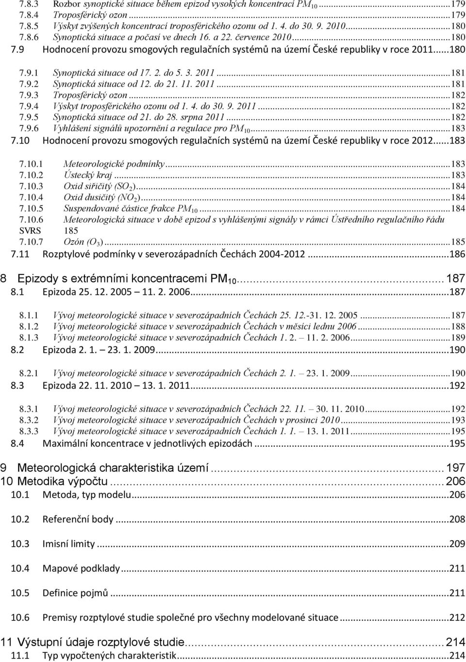 2. do 5. 3. 2011... 181 7.9.2 Synoptická situace od 12. do 21. 11. 2011... 181 7.9.3 Troposférický ozon... 182 7.9.4 Výskyt troposférického ozonu od 1. 4. do 30. 9. 2011... 182 7.9.5 Synoptická situace od 21.