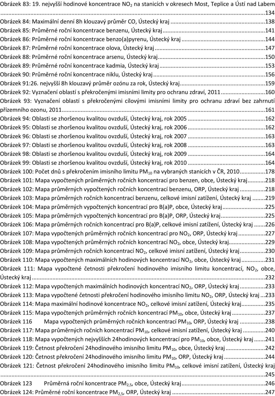 .. 144 Obrázek 87: Průměrné roční koncentrace olova, Ústecký kraj... 147 Obrázek 88: Průměrné roční koncentrace arsenu, Ústecký kraj... 150 Obrázek 89: Průměrné roční koncentrace kadmia, Ústecký kraj.