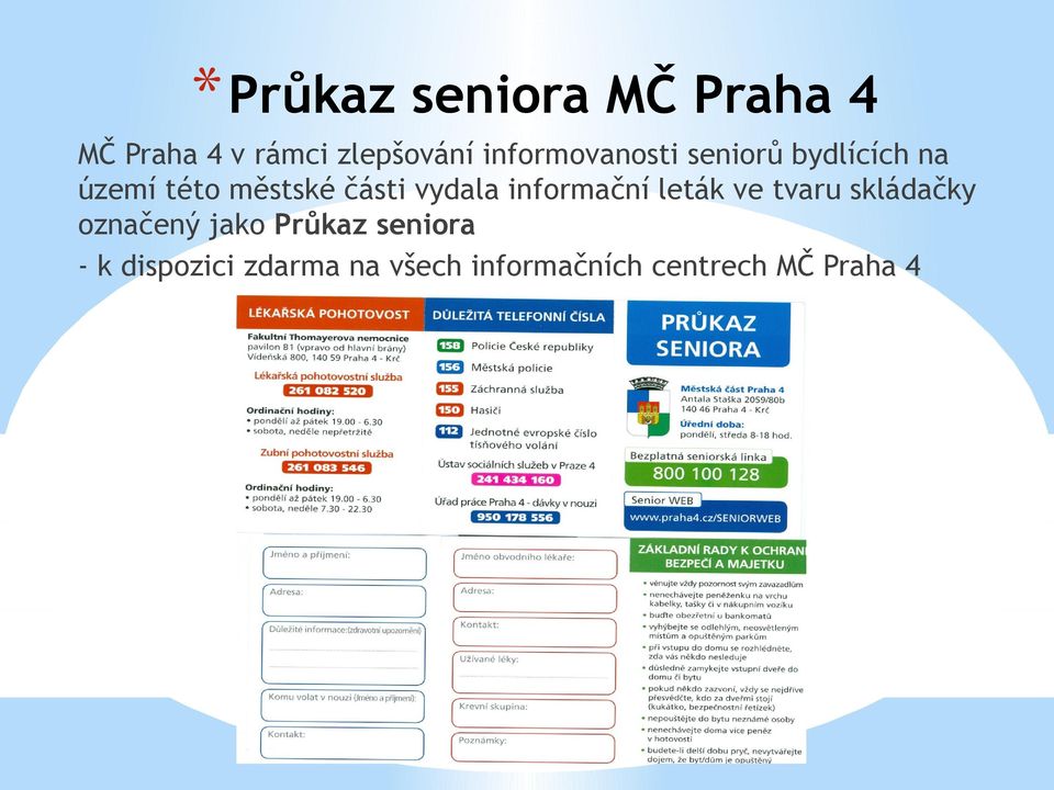 vydala informační leták ve tvaru skládačky označený jako