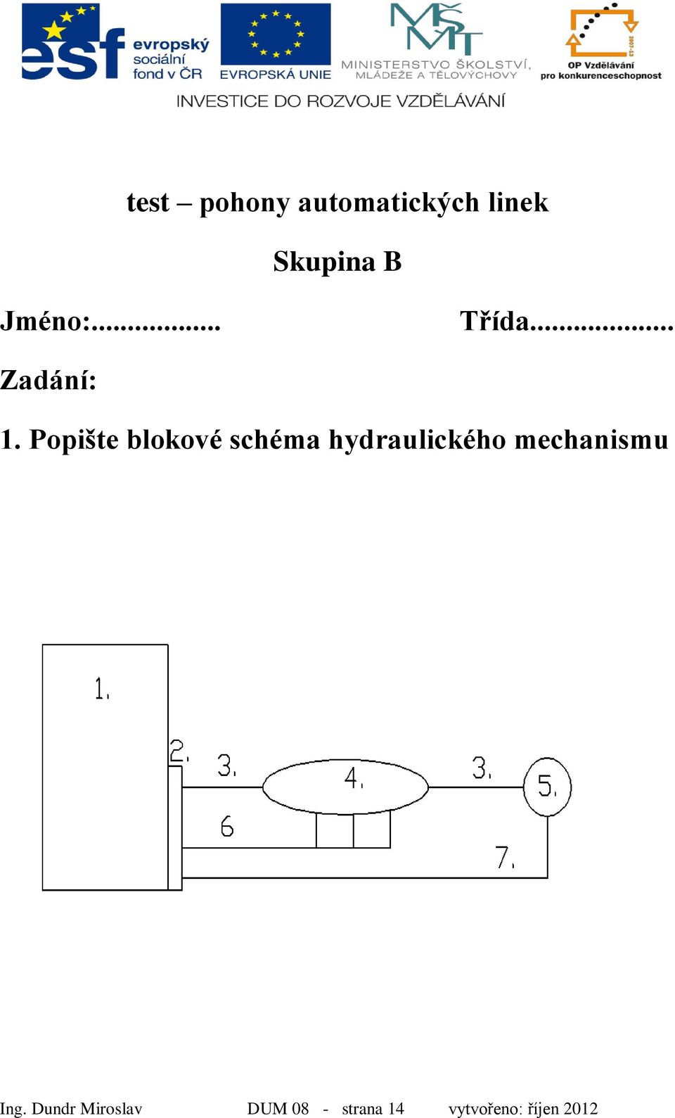 Popište blokové schéma hydraulického