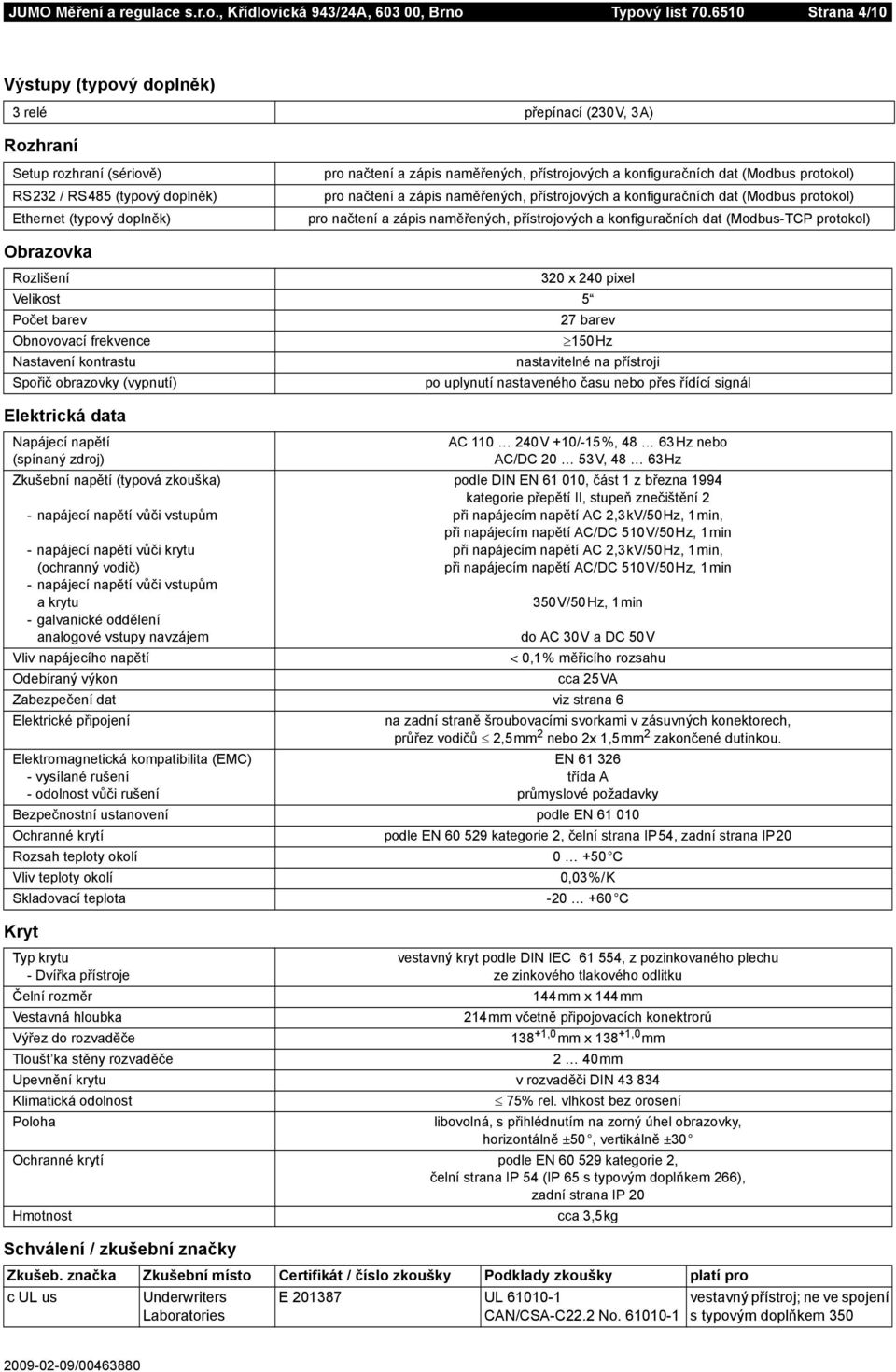 přístrojových a konfiguračních dat (Modbus protokol) pro načtení a zápis naměřených, přístrojových a konfiguračních dat (Modbus protokol) pro načtení a zápis naměřených, přístrojových a