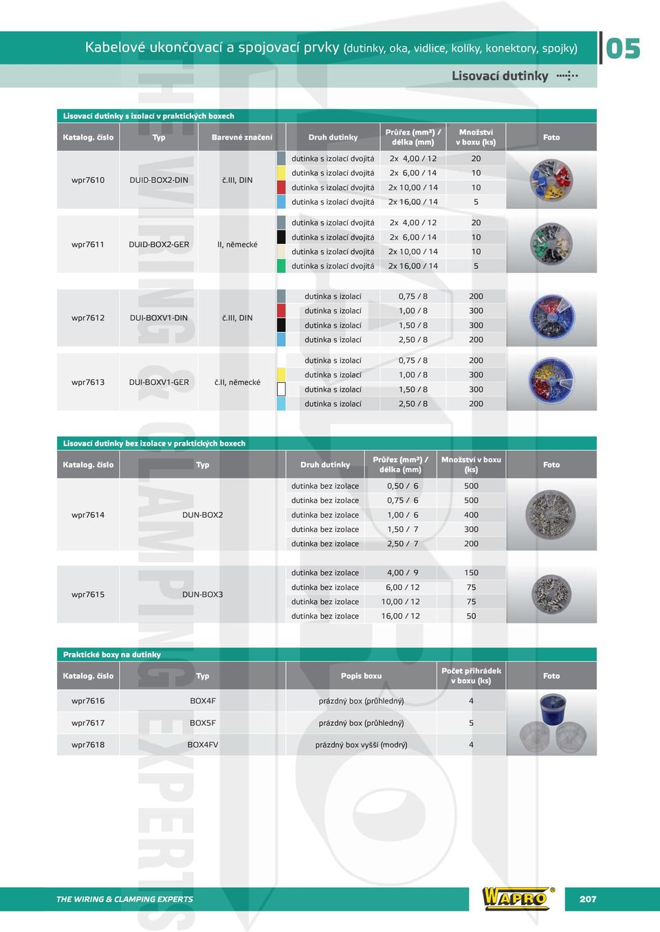 iii, DIN dutinka s izolací dvojitá 2x 6,00 / 14 10 dutinka s izolací dvojitá 2x 10,00 / 14 10 dutinka s izolací dvojitá 2x 16,00 / 14 5 dutinka s izolací dvojitá 2x 4,00 / 12 20 wpr7611 DUID-BOX2-GER