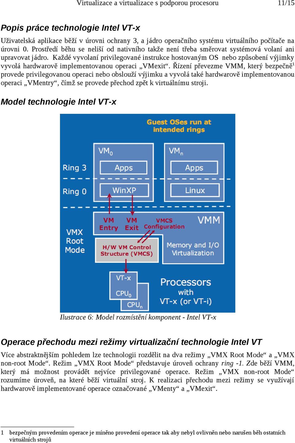 Každé vyvolaní privilegované instrukce hostovaným OS nebo způsobení výjimky vyvolá hardwarově implementovanou operaci VMexit.