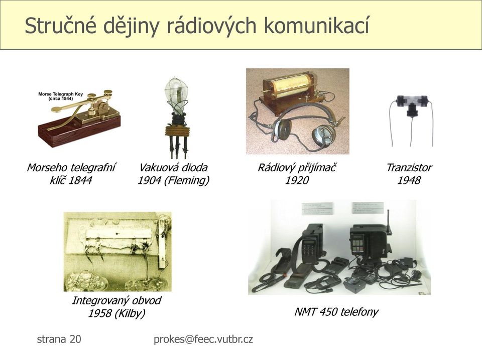 Rádiový přijímač 1920 Tranzistor 1948 Integrovaný