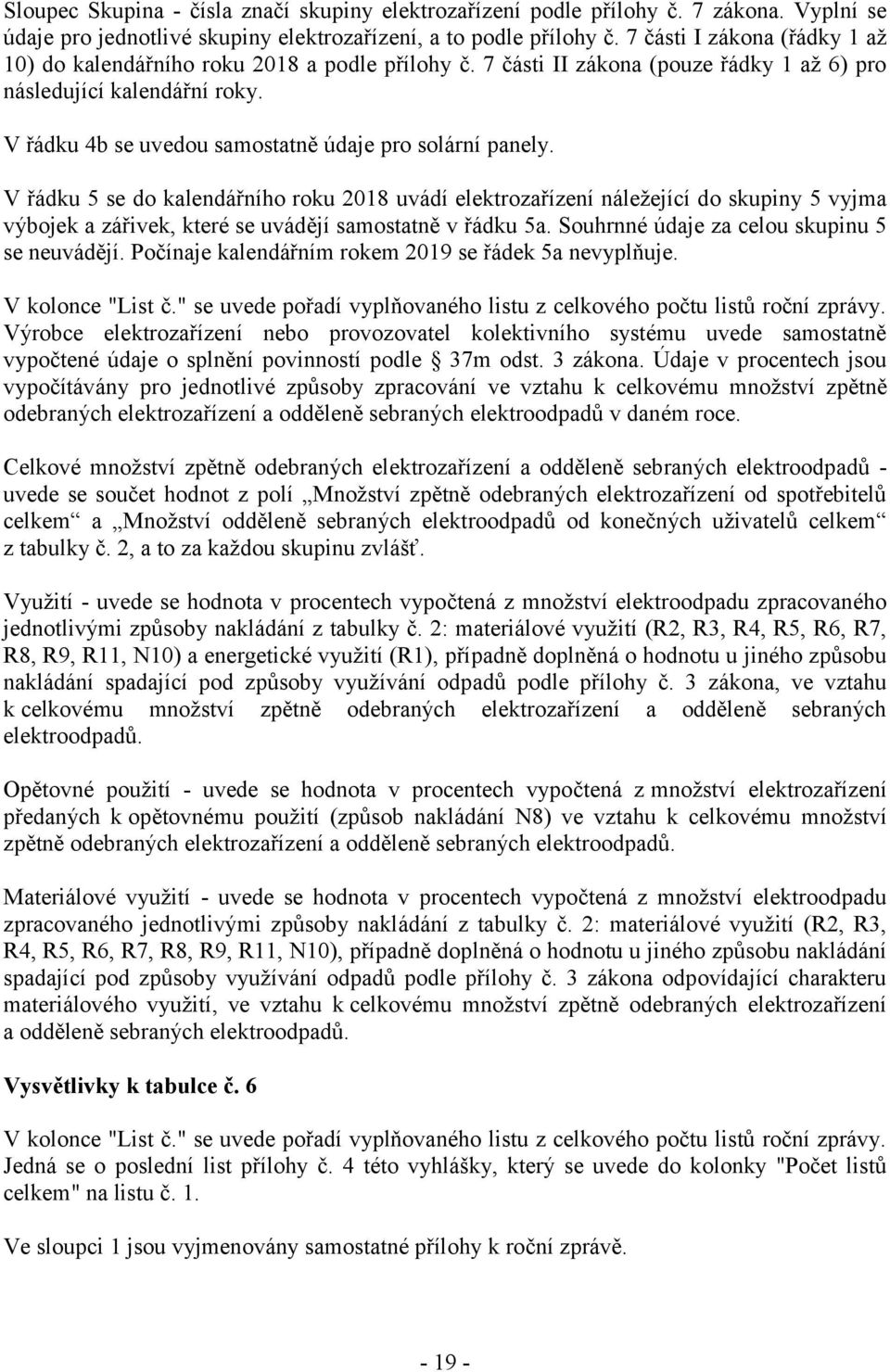 V řádku 4b se uvedou samostatně údaje pro solární panely.