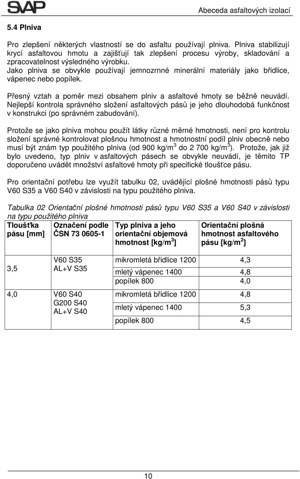 Jako plniva se obvykle používají jemnozrnné minerální materiály jako břidlice, vápenec nebo popílek. Přesný vztah a poměr mezi obsahem plniv a asfaltové hmoty se běžně neuvádí.