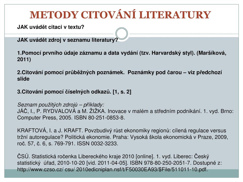 Inovace v malém a středním podnikání. 1. vyd. Brno: Computer Press, 2005. ISBN 80-251-0853-8. KRAFTOVÁ, I. a J. KRAFT. Povzbudivý růst ekonomiky regionů: cílená regulace versus tržní autoregulace?