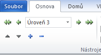 Ovládací prvky pro práci s obsahem jsou: 1 - Posouvání mezi úrovněmi