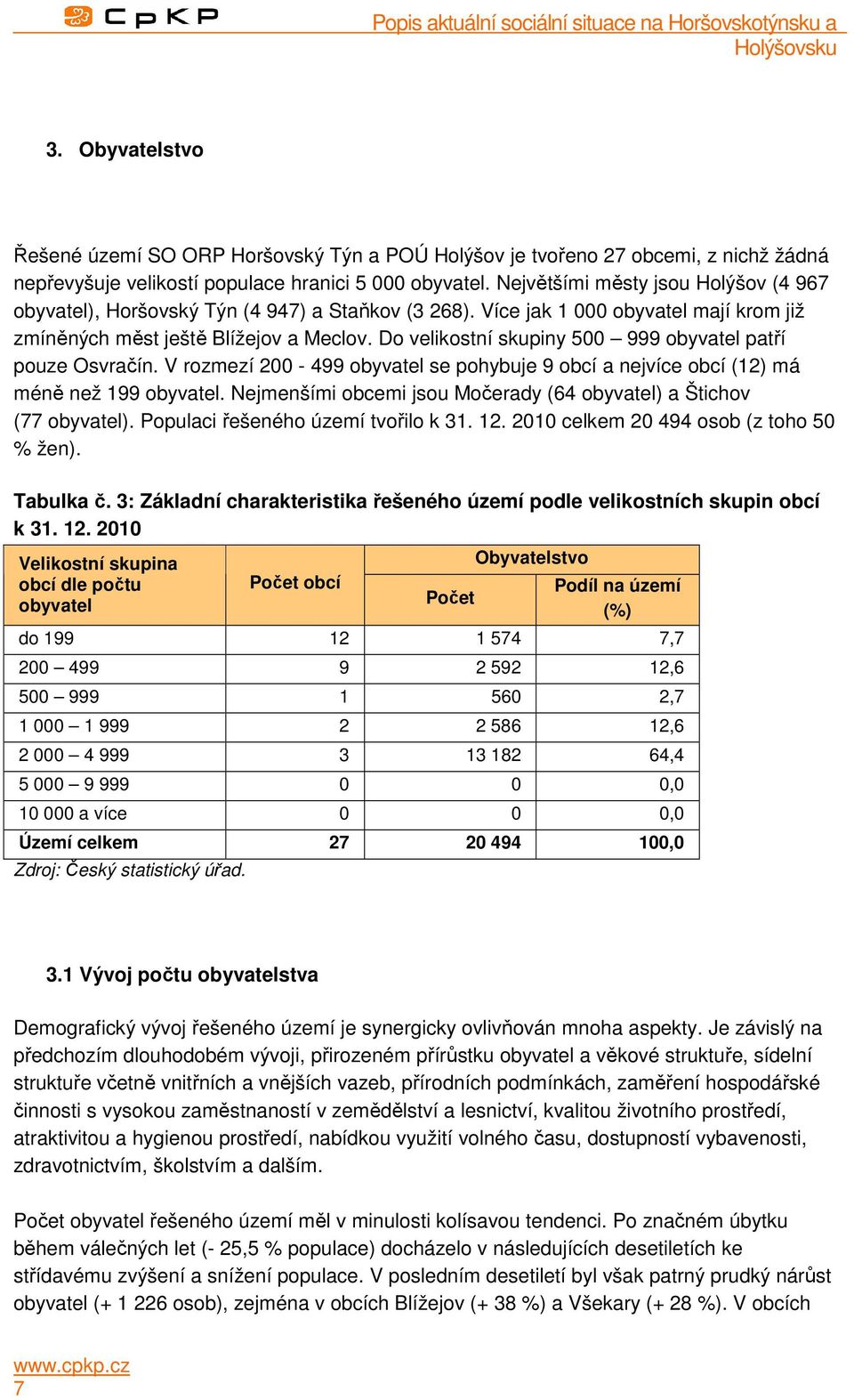 Do velikostní skupiny 500 999 obyvatel patří pouze Osvračín. V rozmezí 200-499 obyvatel se pohybuje 9 obcí a nejvíce obcí (12) má méně než 199 obyvatel.