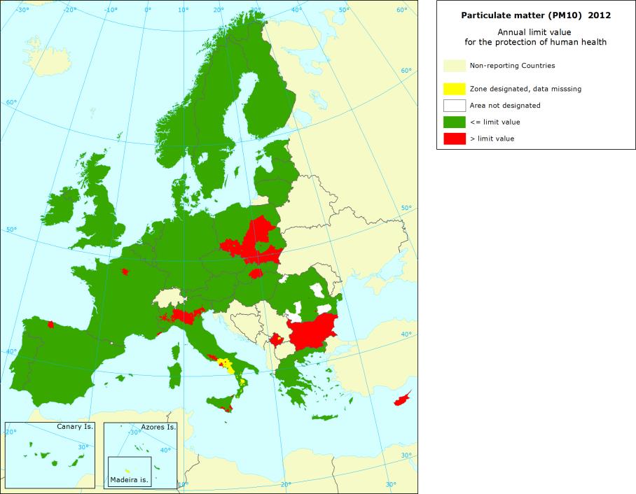 Graf 2 Změna emisí NO x mezi roky 1990 2011 [%], 2011 Zdroj: EEA Obr.