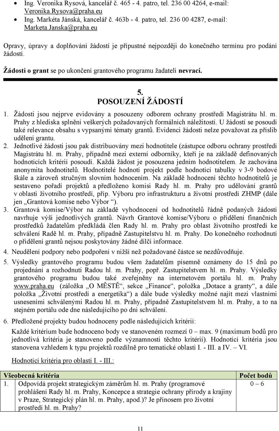 Žádosti jsou nejprve evidovány a posouzeny odborem ochrany prostředí Magistrátu hl. m. Prahy z hlediska splnění veškerých požadovaných formálních náležitostí.