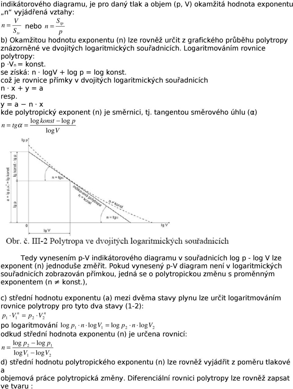 tagetou směroého úhlu (α) log kost log tgα log Tedy yeseím - idikátoroého diagramu souřadiíh log - log lze exoet () jedoduše změřit.