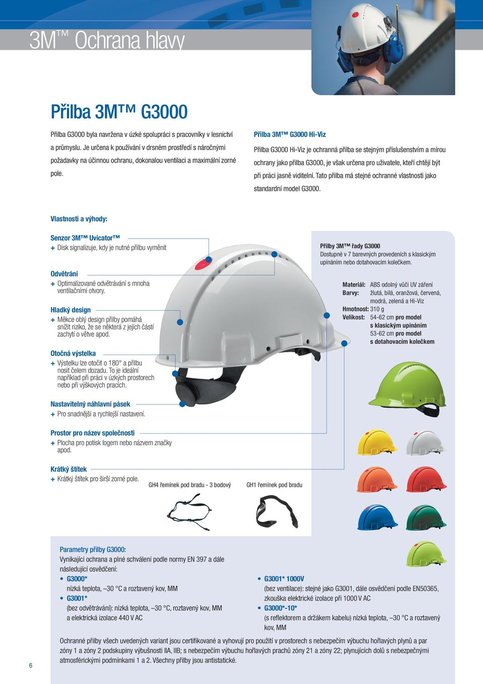 ochrany jako přilba G3000, je však určena pro uživatele, kteří chtějí být pole. při práci jasně viditelní. Tato přilba má stejné ochranné vlastnosti jako standardní model G3000.