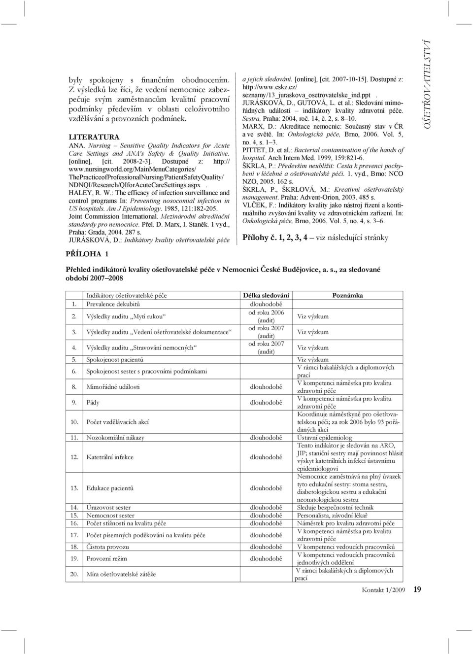 Nursing Sensitive Quality Indicators for Acute Care Settings and ANA's Safety & Quality Initiative. [online], [cit. 2008-2-3]. Dostupné z: http:// www.nursingworld.