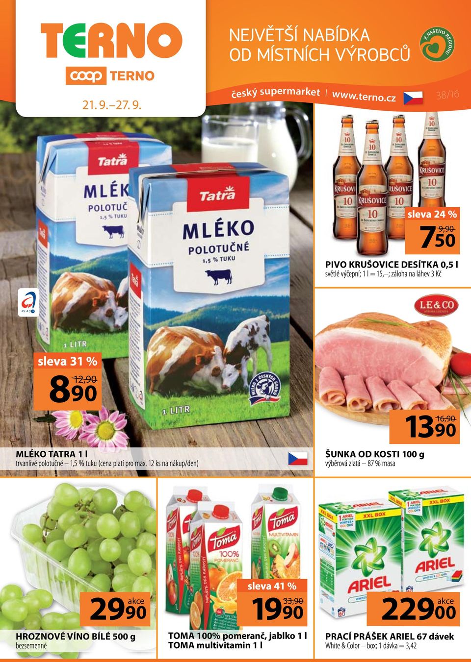 Mléko Tatra 1 l trvanlivé polotučné 1,5 % tuku (cena platí pro max.