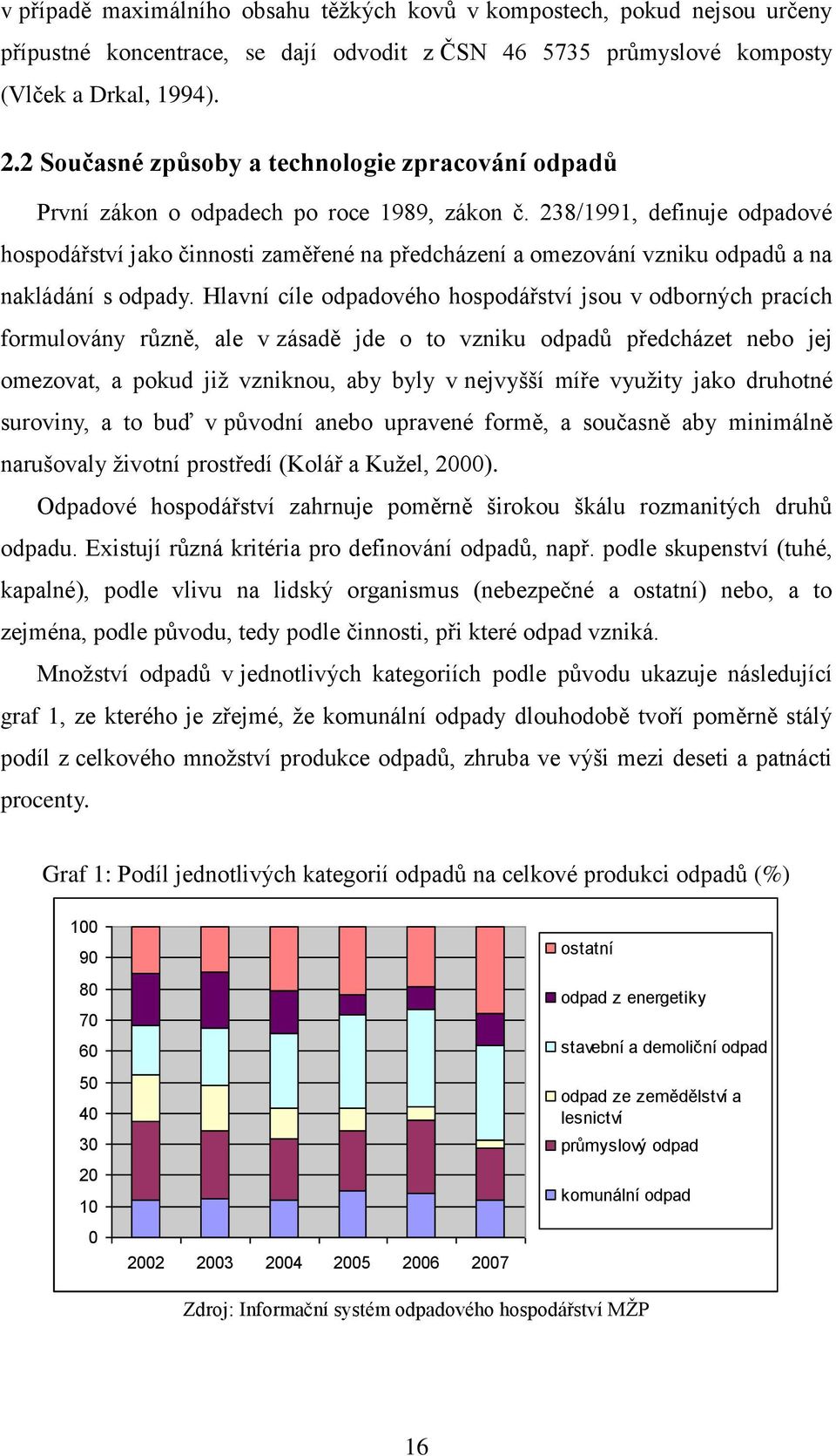 238/1991, definuje odpadové hospodářství jako činnosti zaměřené na předcházení a omezování vzniku odpadů a na nakládání s odpady.