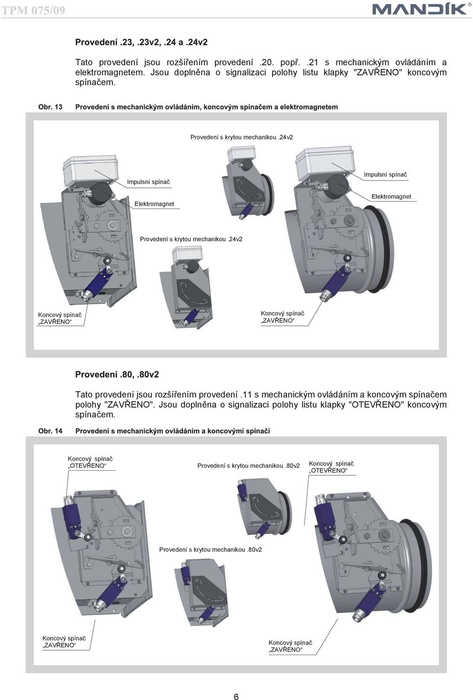 24v2 Koncový spínač ZAVŘENO Koncový spínač ZAVŘENO Tato provedení jsou rozšířením provedení.11 s mechanickým ovládáním a koncovým spínačem polohy "ZAVŘENO".