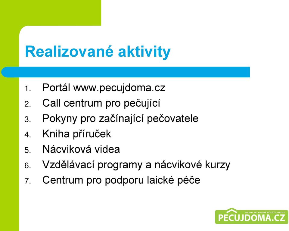 Pokyny pro začínající pečovatele 4. Kniha příruček 5.